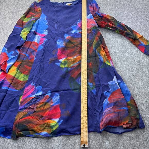 Anthropologie Leifsdottir Women's S Watercolor Silk Colorful Floral  Mini Dress - Picture 5 of 6
